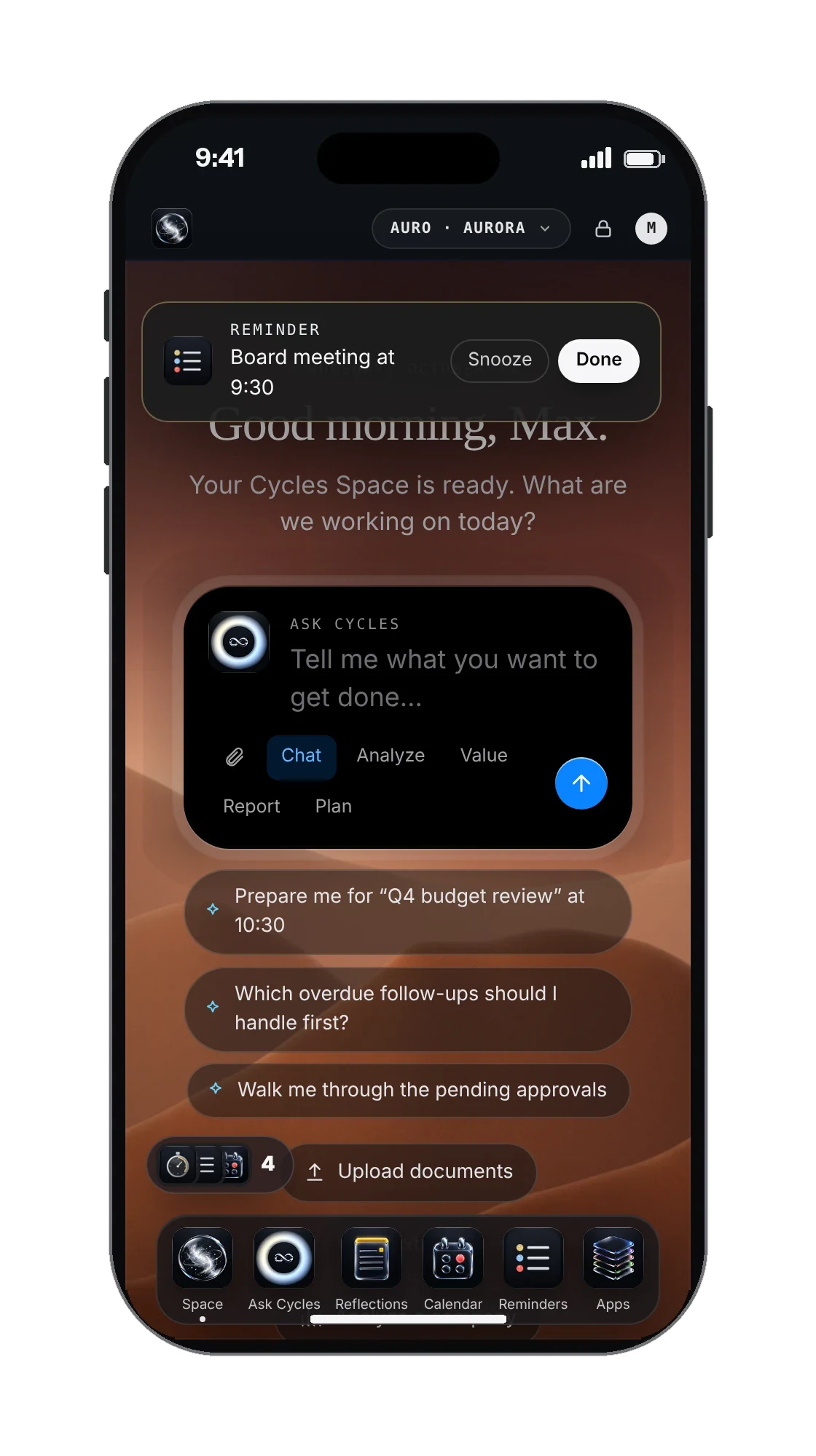 Cycles Space on a phone